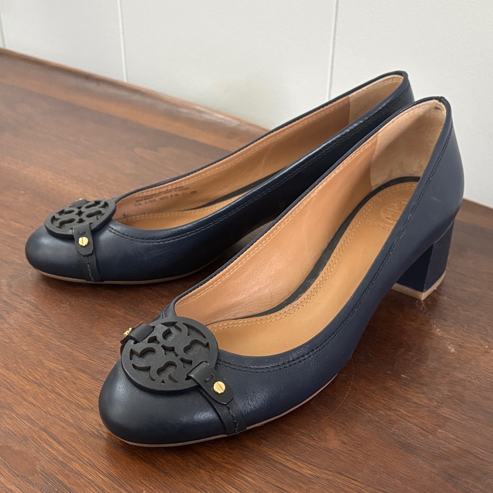 Tory Burch Navy Mini Miller Block Heel Pump